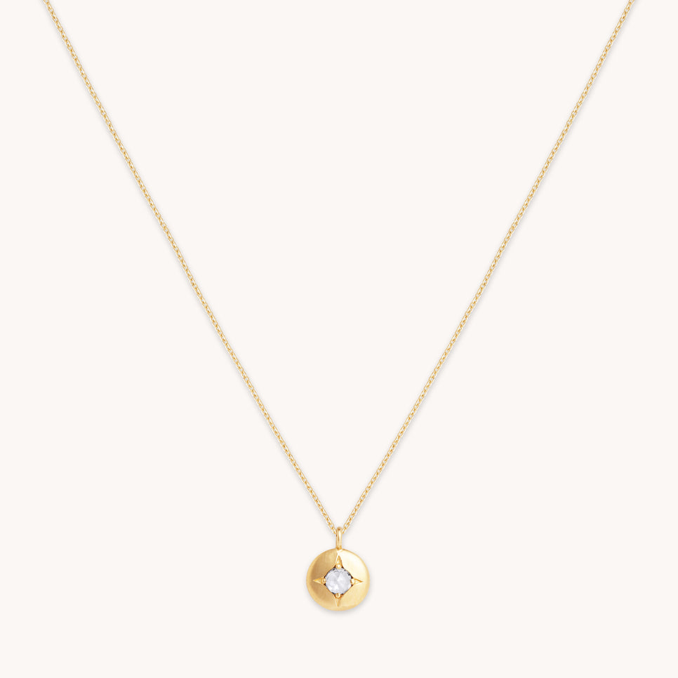 April White Topaz Birthstone Necklace in Solid Gold