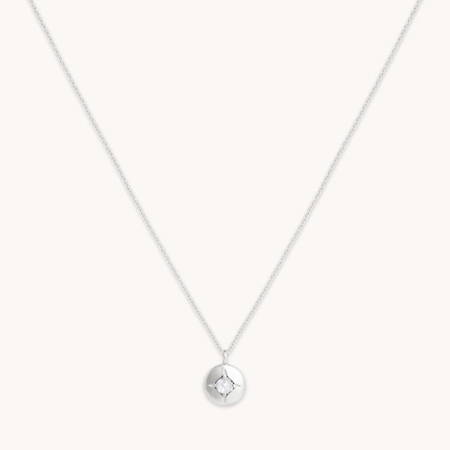 April Birthstone Necklace in Solid White Gold