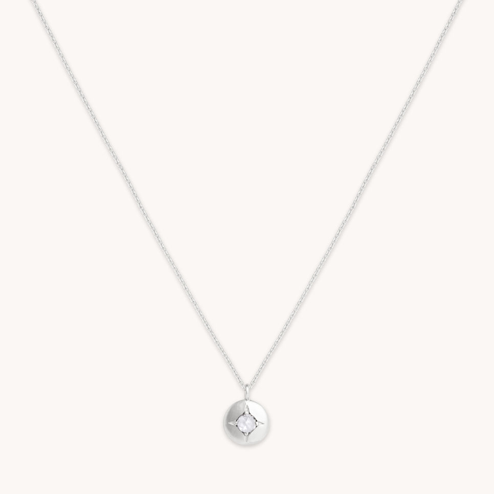 April Topaz Birthstone Necklace in Solid White Gold