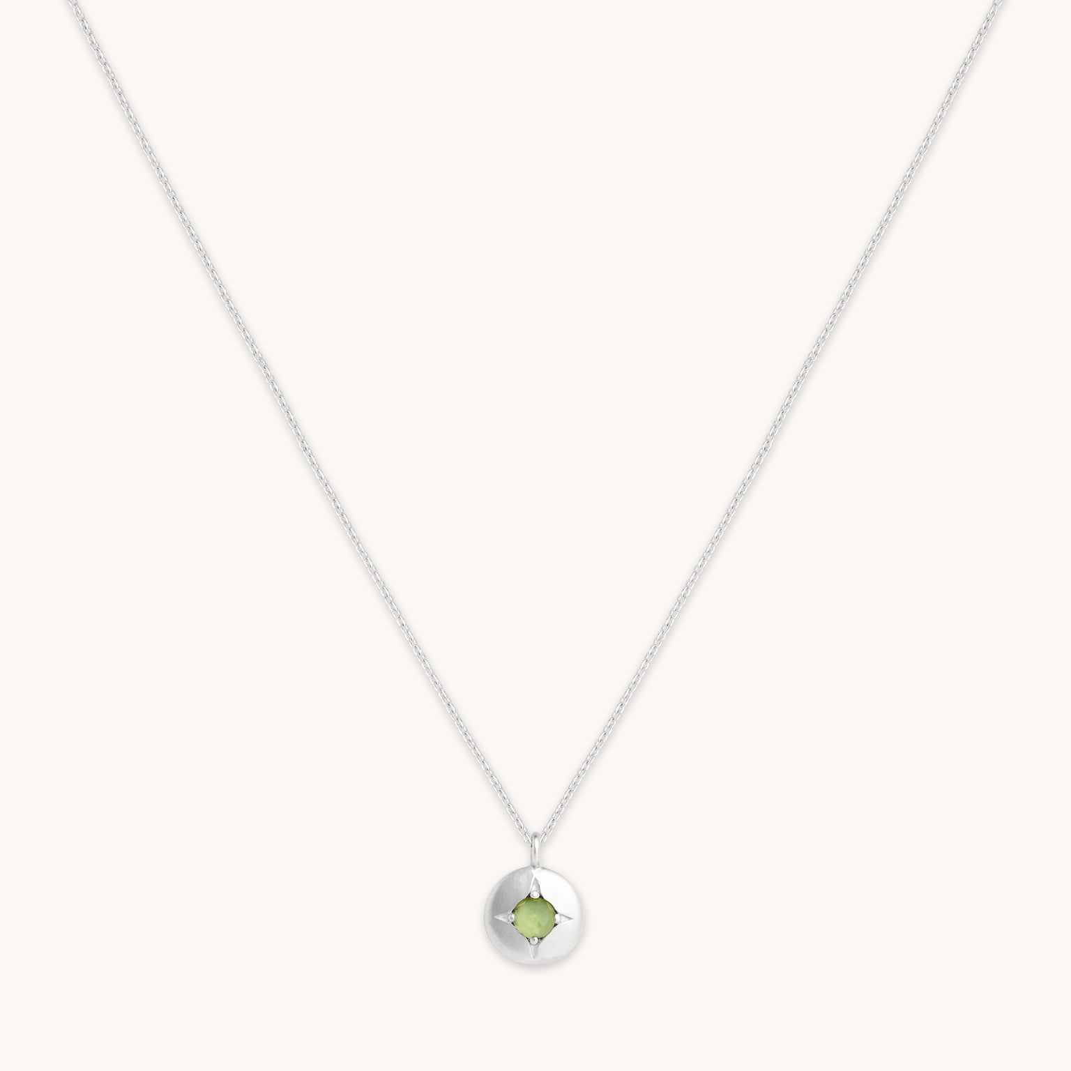 August Peridot Solid White Gold Birthstone Pendant Astrid Miyu