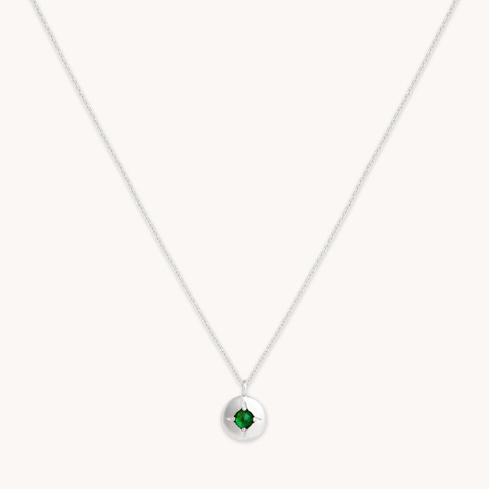 Birthstone Jewellery - May Tsavorite Birthstone Necklace in Solid White Gold - Pendant Necklace - Astrid &amp; Miyu