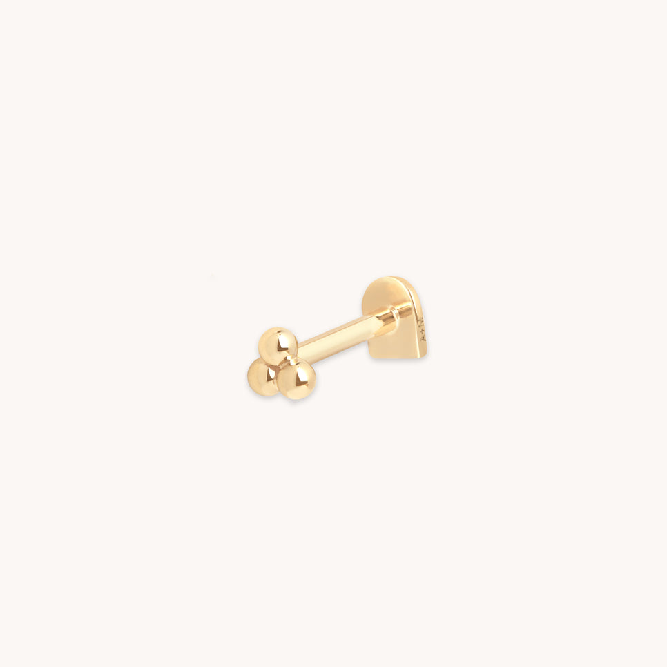 Flat Back Labret Studs - Triple Beaded Piercing Stud in Solid Gold - Piercing Stud - Astrid &amp; Miyu