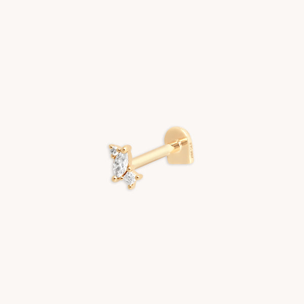Diamond Marquise Cluster Piercing Stud in Solid Gold-Astrid &amp; Miyu