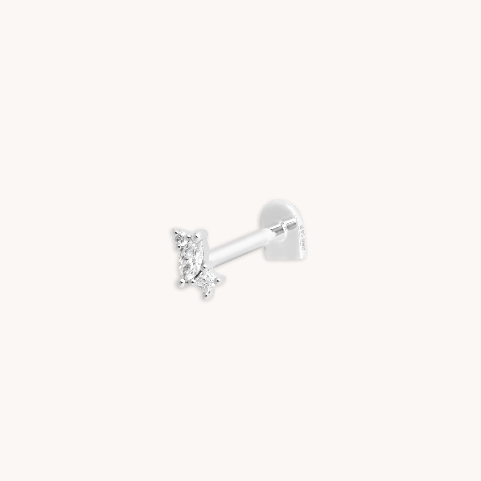 Flat Back Labret Studs - Diamond Marquise Cluster Piercing Stud in Solid White Gold - Piercing Stud - Astrid &amp; Miyu