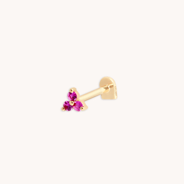Ruby Cluster Piercing Stud in Solid Gold