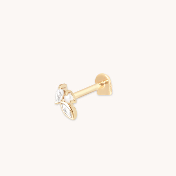 Pearl & Topaz Cluster Piercing Stud in Solid Gold-Astrid &amp; Miyu