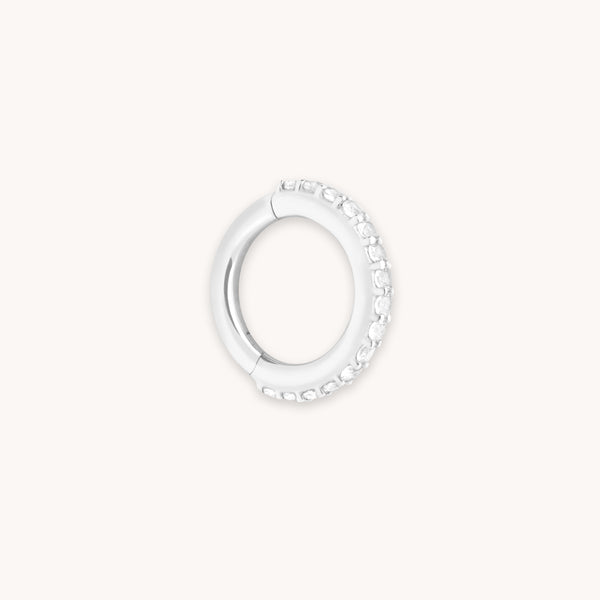 Daith Piercing Jewellery - Pavé Seamless 1.2mm Piercing Hoop in Solid White Gold - Piercing Hoop - Astrid &amp; Miyu