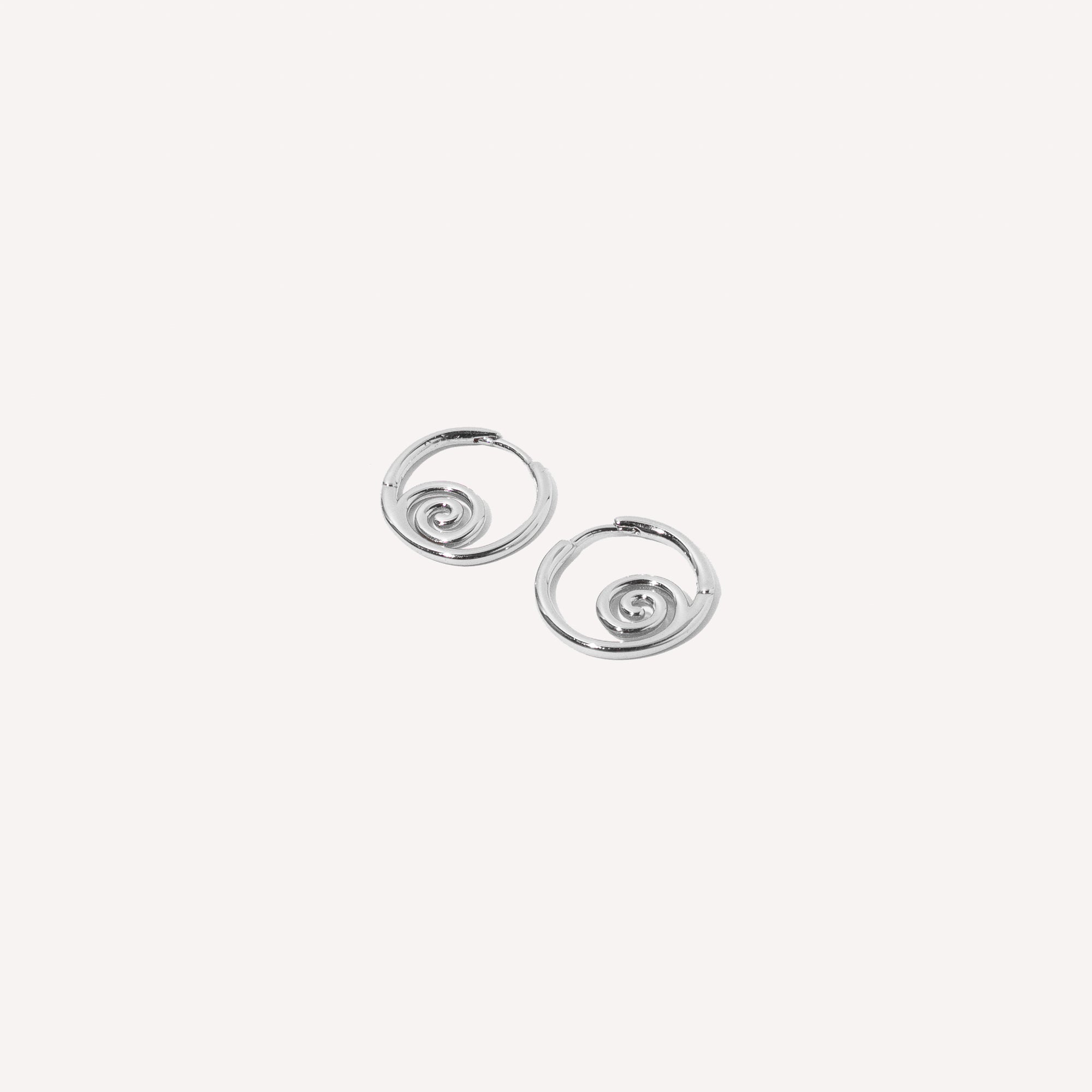 Shell Swirl Hoops in Silver