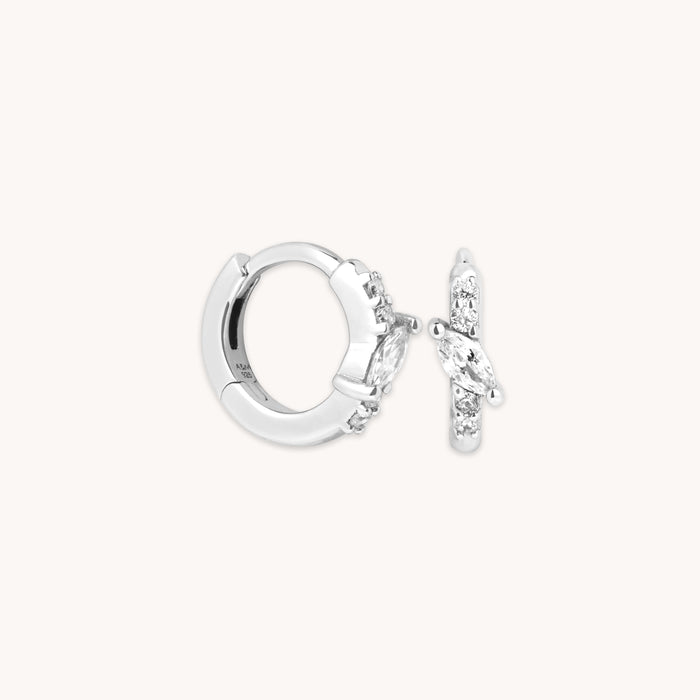 Core Collection SS23 - Navette Crystal Huggies in Silver - Huggies - Astrid &amp; Miyu