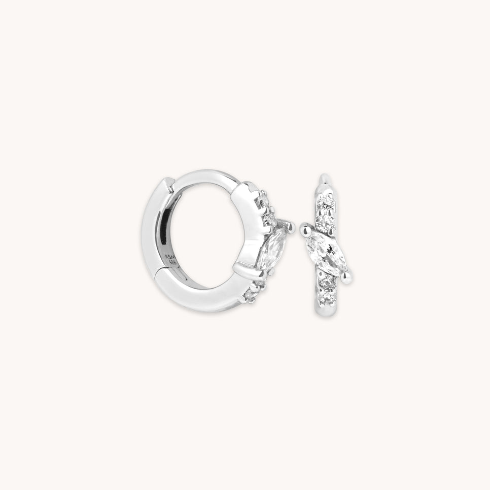 Core Collection SS23 - Navette Crystal Huggies in Silver - Huggies - Astrid &amp; Miyu