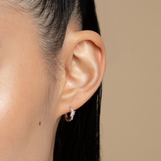 Core Collection SS23 - Navette Crystal Huggies in Silver - Huggies - Astrid & Miyu