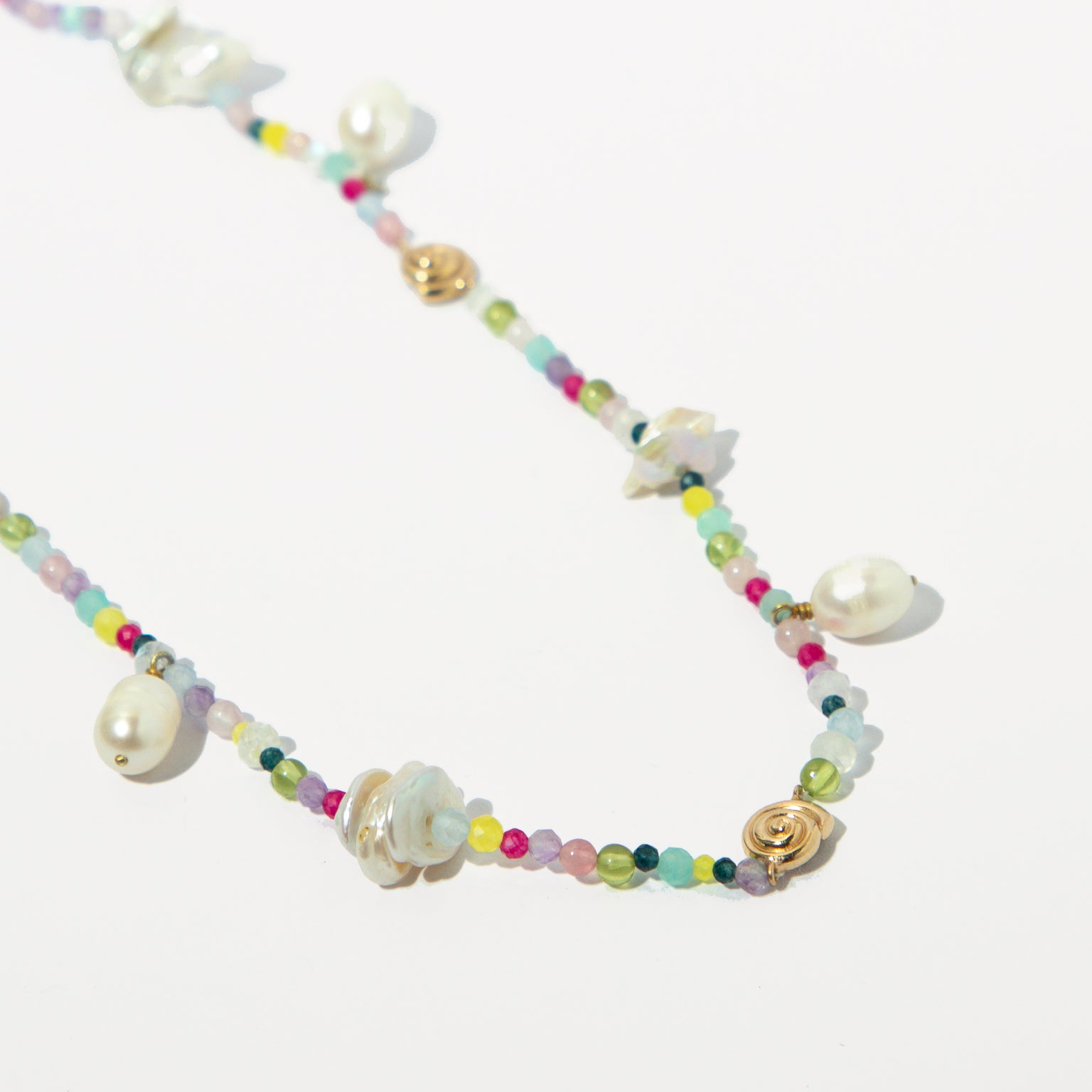 Gemstone Necklaces - Treasure Beaded Necklace in Gold - Necklaces - Astrid &amp; Miyu