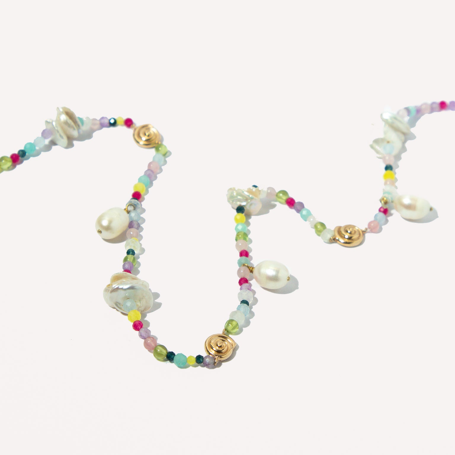 Gemstone Necklaces - Treasure Beaded Necklace in Gold - Necklaces - Astrid &amp; Miyu