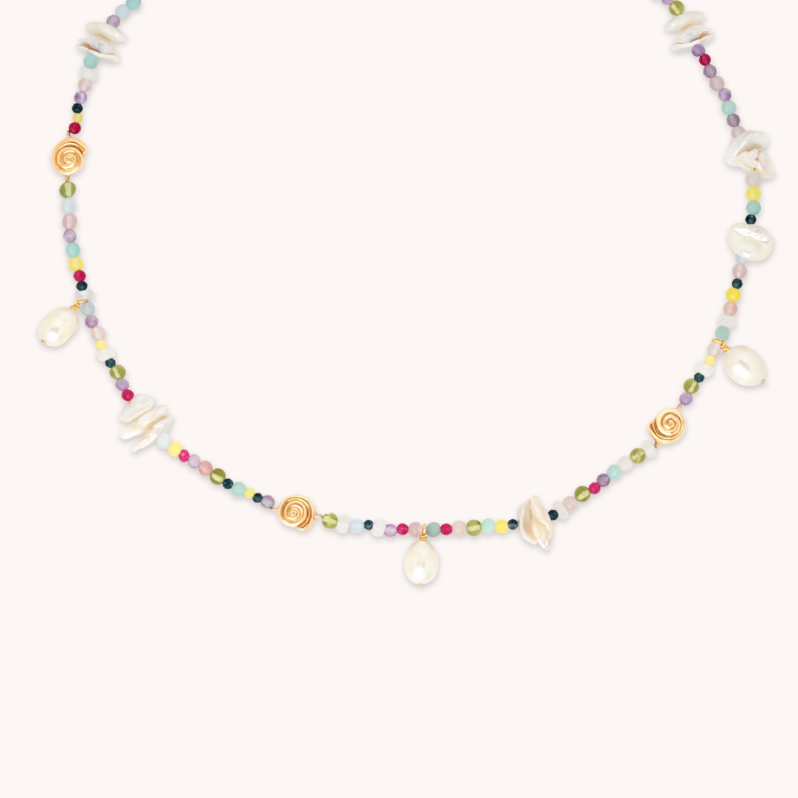 Gemstone Necklaces - Treasure Beaded Necklace in Gold - Necklaces - Astrid &amp; Miyu