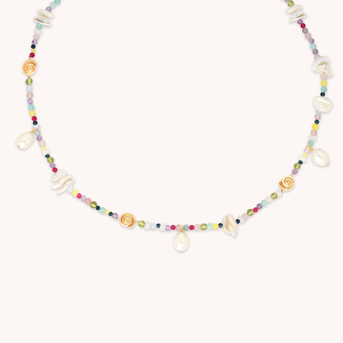 Gemstone Necklaces - Treasure Beaded Necklace in Gold - Necklaces - Astrid &amp; Miyu