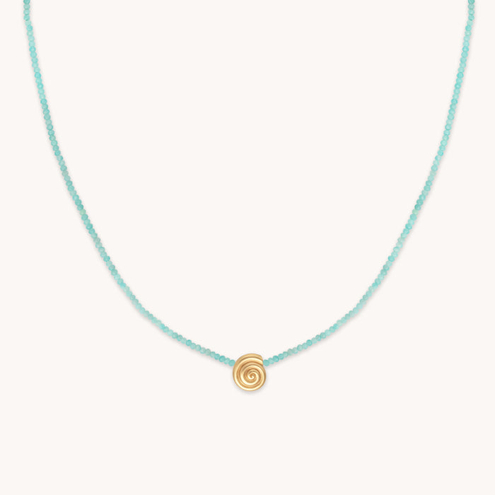 18k Gold Plated Jewellery - Amazonite Shell Pendant Necklace in Gold - Pendant Necklace - Astrid &amp; Miyu