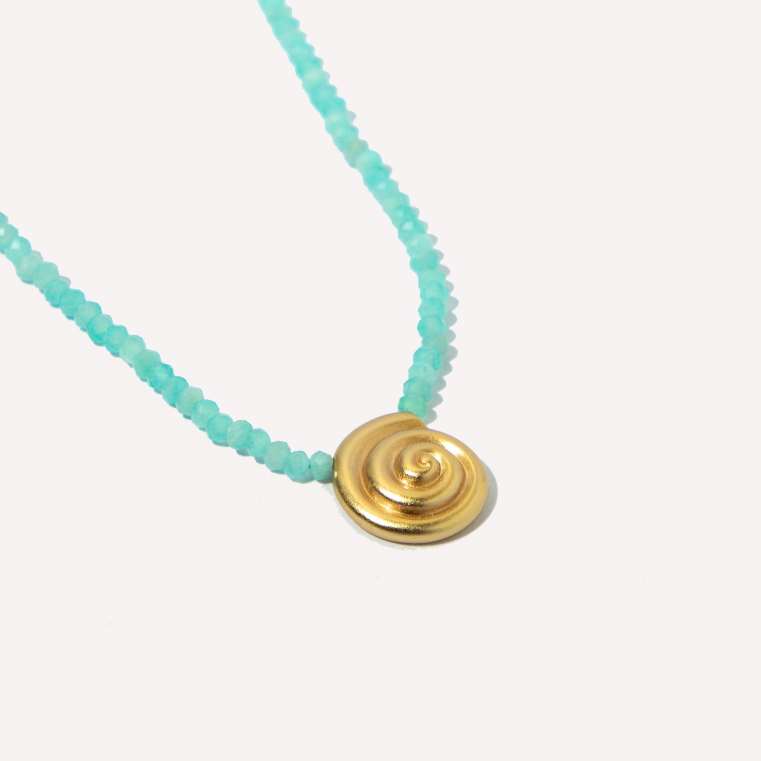 18k Gold Plated Jewellery - Amazonite Shell Pendant Necklace in Gold - Pendant Necklace - Astrid &amp; Miyu