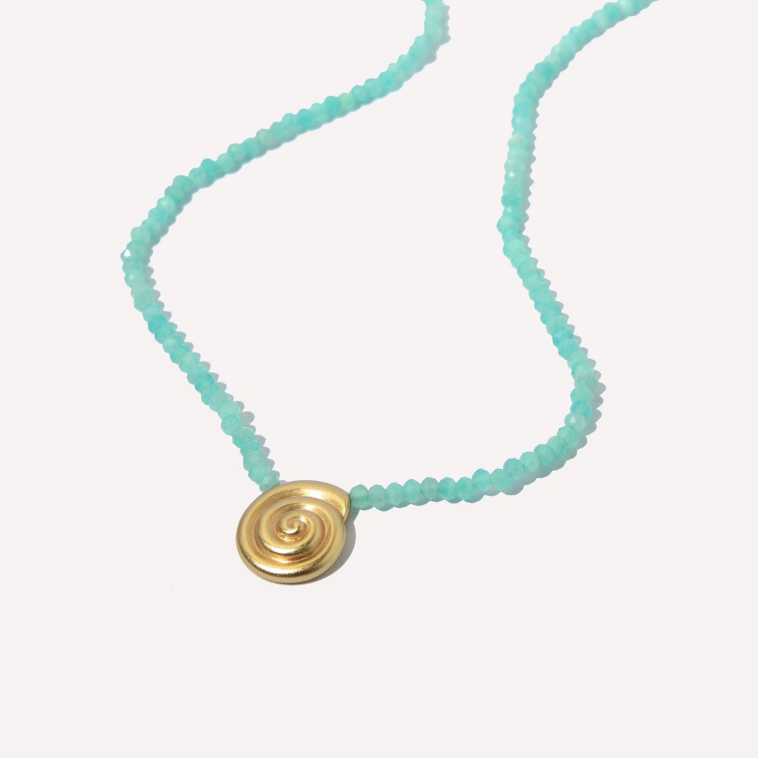 18k Gold Plated Jewellery - Amazonite Shell Pendant Necklace in Gold - Pendant Necklace - Astrid &amp; Miyu
