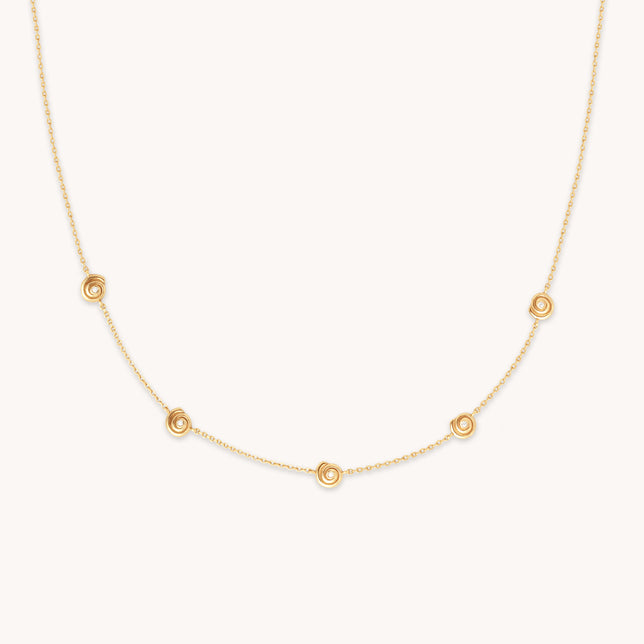 Shell Crystal Charm Necklace in Gold