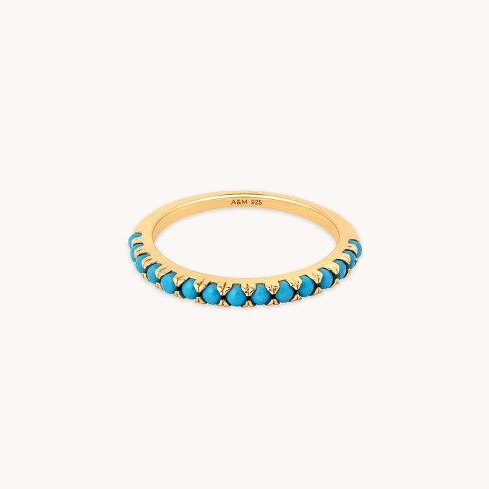 18k Gold Plated Jewellery - Turquoise Band Ring in Gold - Rings - Astrid &amp; Miyu