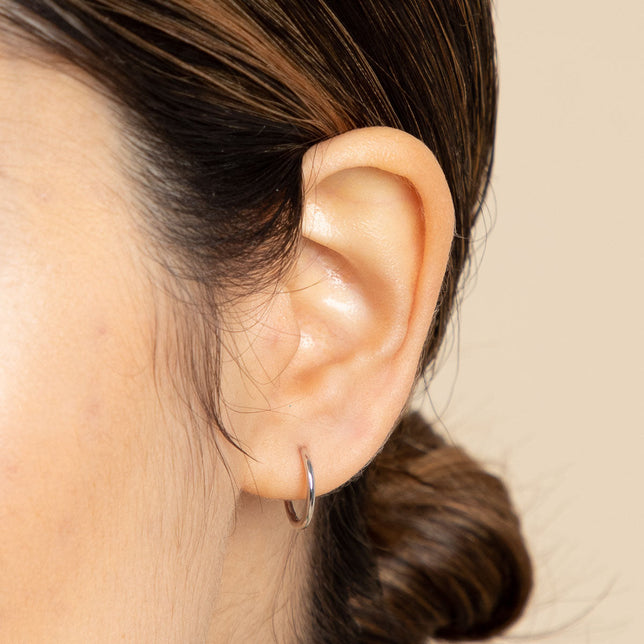 Earrings - Simple 12mm Hoops in Solid White Gold - Hoop Earrings - Astrid & Miyu