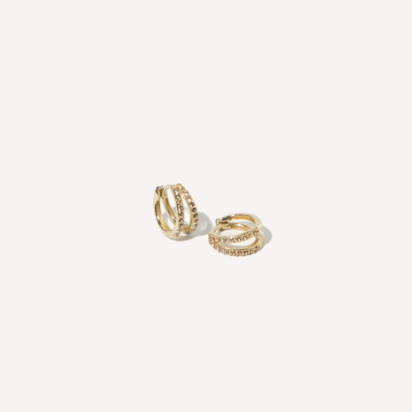 April White Topaz - Illusion Topaz Huggies in Solid Gold - Hoop Earrings - Astrid &amp; Miyu