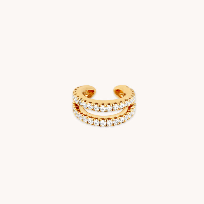 18k Gold Plated Jewellery - Mini Illusion Crystal Ear Cuff in Gold - Ear Cuffs - Astrid &amp; Miyu