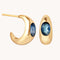 Gold Hoops - Blue Topaz Dome Hoops in Gold - Hoop Earrings - Astrid &amp; Miyu