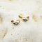 Gold Hoops - Blue Topaz Dome Hoops in Gold - Hoop Earrings - Astrid &amp; Miyu