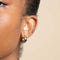 Gold Hoops - Blue Topaz Dome Hoops in Gold - Hoop Earrings - Astrid &amp; Miyu