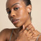Gold Hoops - Blue Topaz Dome Hoops in Gold - Hoop Earrings - Astrid &amp; Miyu