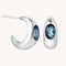 Blue Topaz Dome Hoops in Silver - Hoop Earrings - Astrid &amp; Miyu