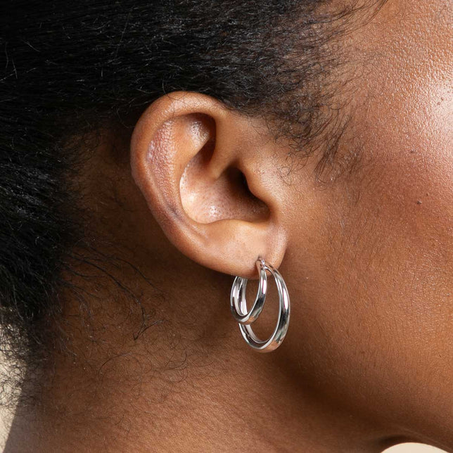 Earrings - Illusion Dome Hoops in Silver - Hoop Earrings - Astrid & Miyu