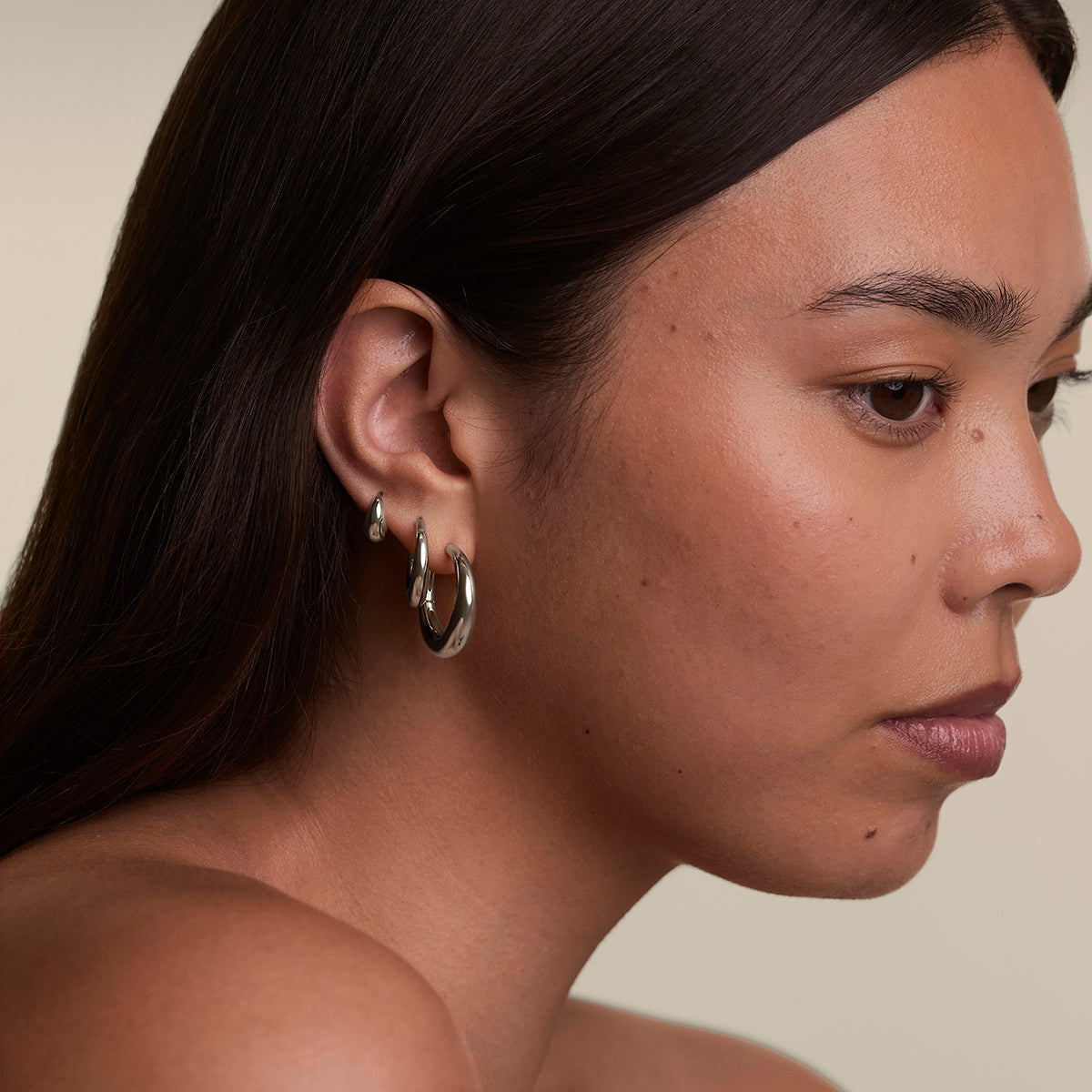 Dome Hoops in Silver-Astrid &amp; Miyu