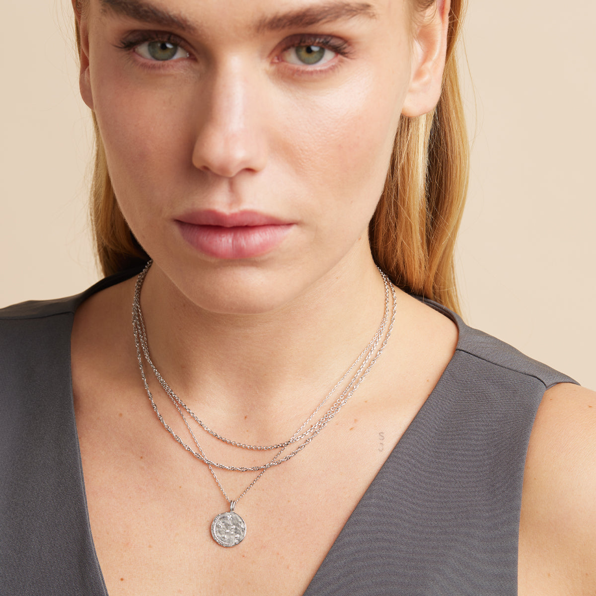 Charm Compatible Necklaces & Bracelets - Illusion Twist Double Chain Necklace in Silver - Chain Necklace - Astrid &amp; Miyu