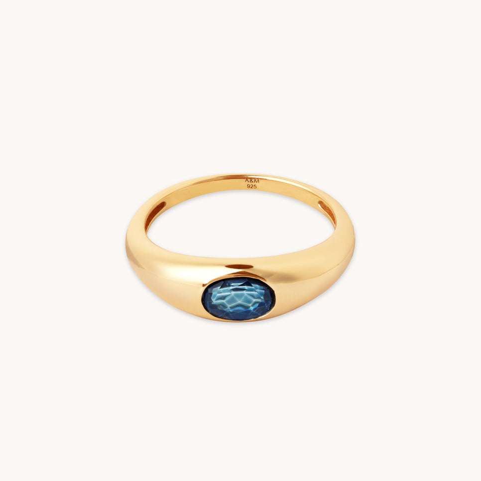 Blue Topaz Dome Ring in Gold - Rings - Astrid &amp; Miyu