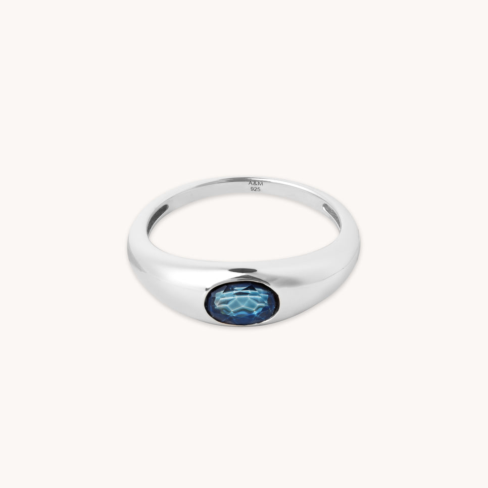 Blue Topaz Dome Ring in Silver - Rings - Astrid &amp; Miyu