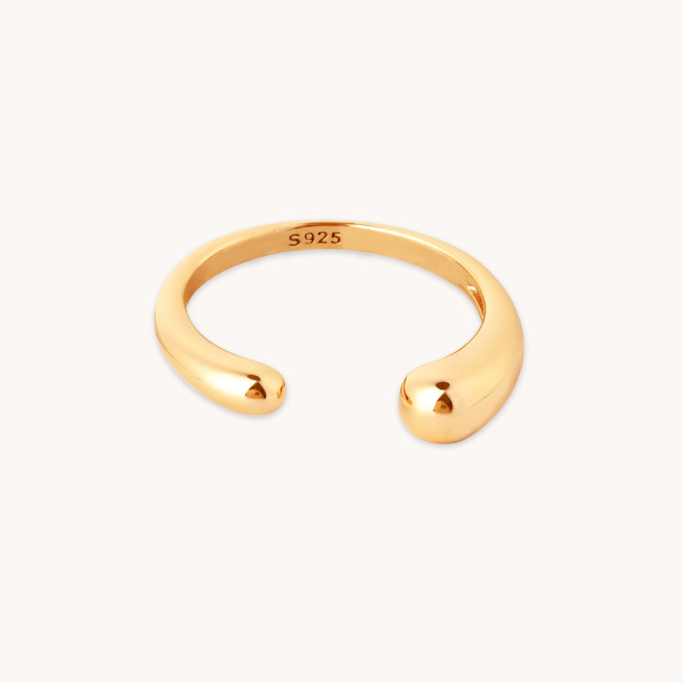 18k Gold Plated Jewellery - Molten Open Ring in Gold - Open Rings - Astrid &amp; Miyu