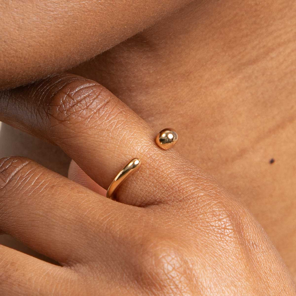 18k Gold Plated Jewellery - Molten Open Ring in Gold - Open Rings - Astrid &amp; Miyu