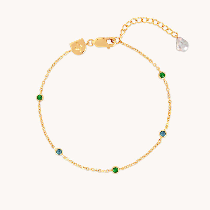 Blue & Green Topaz Charm Bracelet in Gold