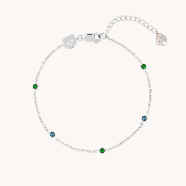 Blue & Green Topaz Charm Bracelet in Silver