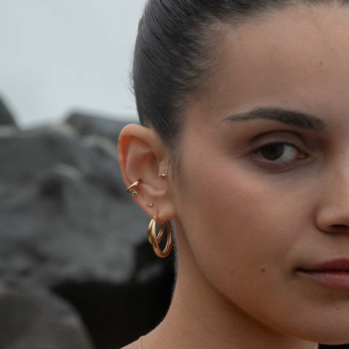Green Topaz Charm Ear Cuff in Gold - Ear Cuffs - Astrid &amp; Miyu