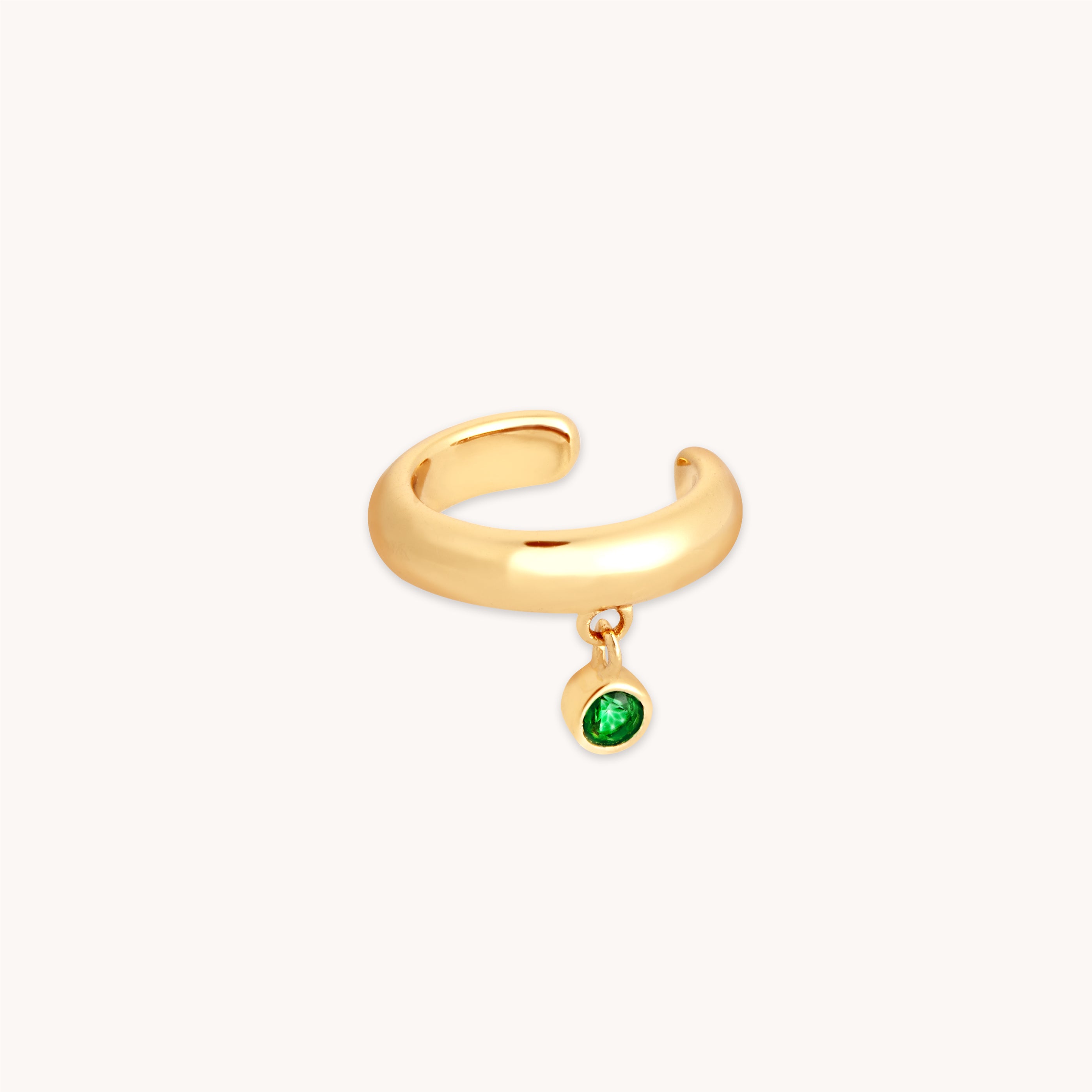 Green Topaz Charm Ear Cuff in Gold - Ear Cuffs - Astrid &amp; Miyu