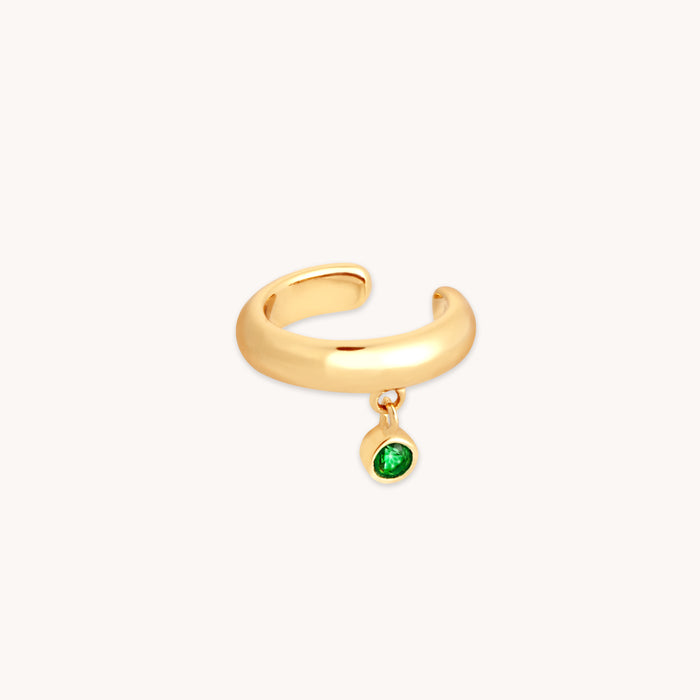 Green Topaz Charm Ear Cuff in Gold - Ear Cuffs - Astrid &amp; Miyu