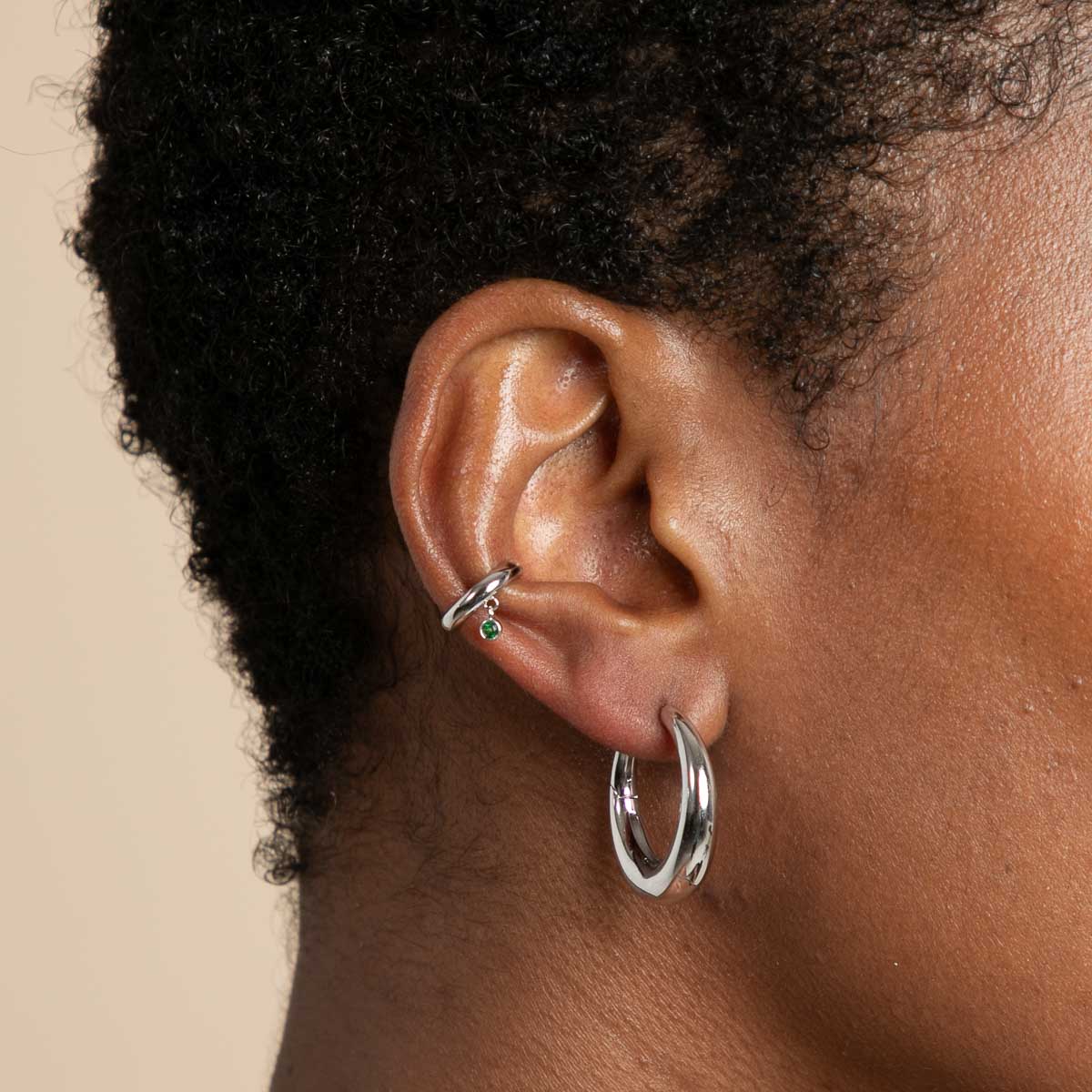 Green Topaz Charm Ear Cuff in Silver - Ear Cuffs - Astrid &amp; Miyu