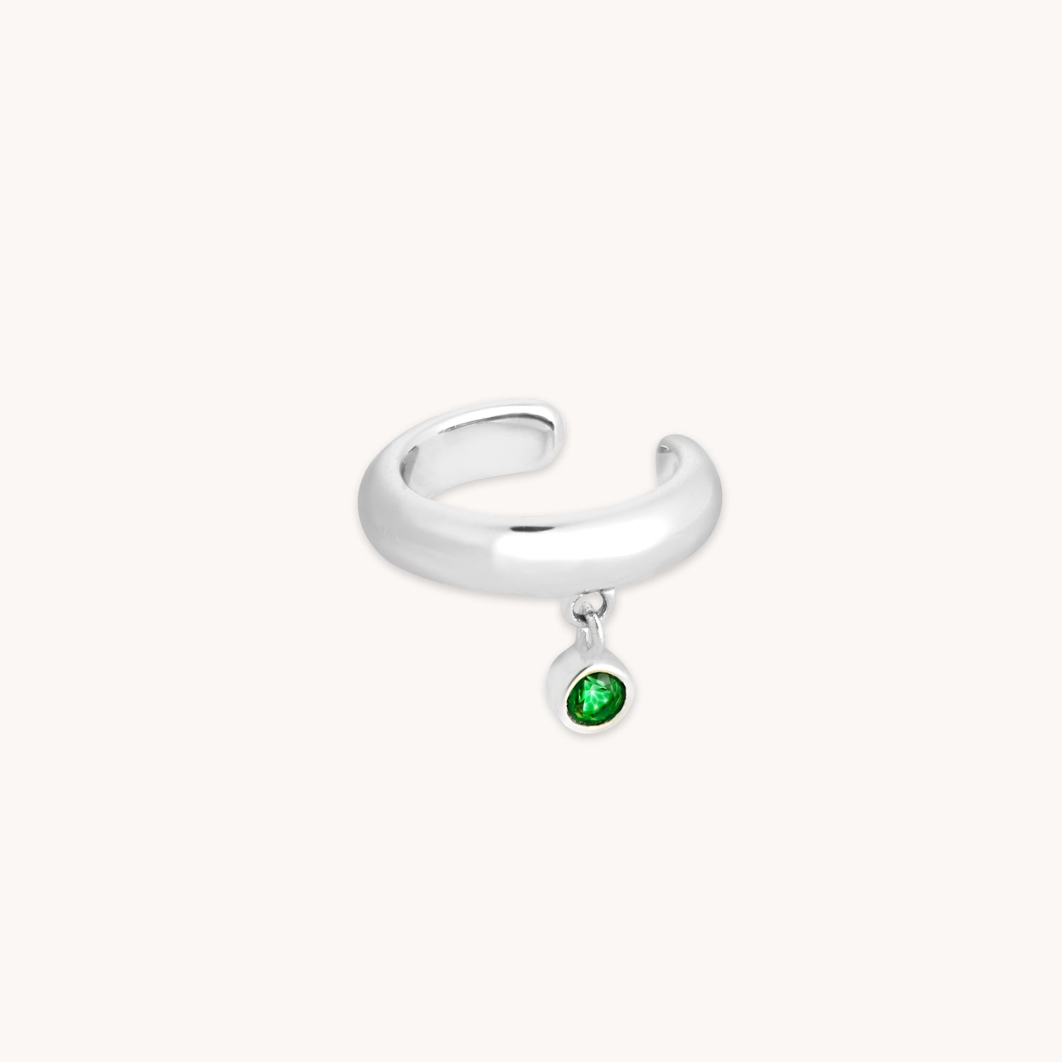 Green Topaz Charm Ear Cuff in Silver - Ear Cuffs - Astrid &amp; Miyu