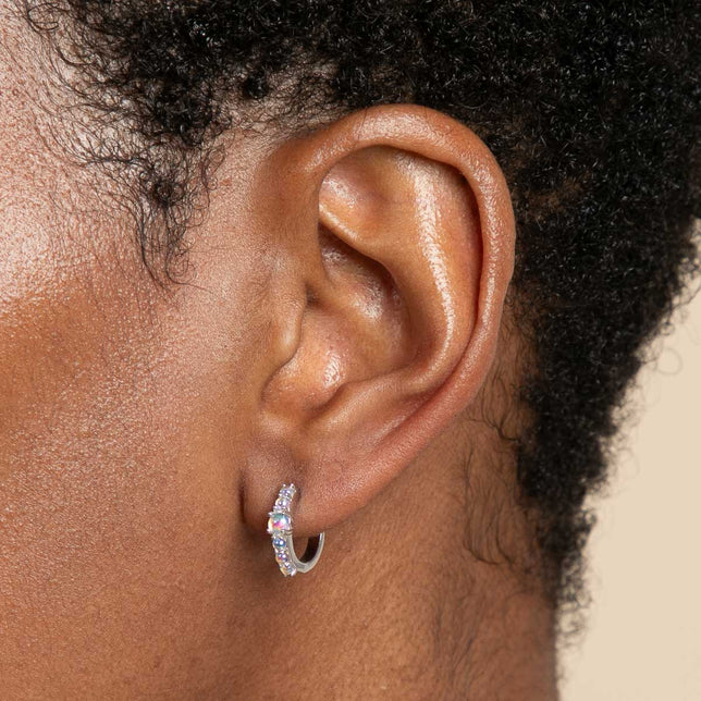 June Moonstone - Moonstone Huggies in Silver - Huggies - Astrid & Miyu