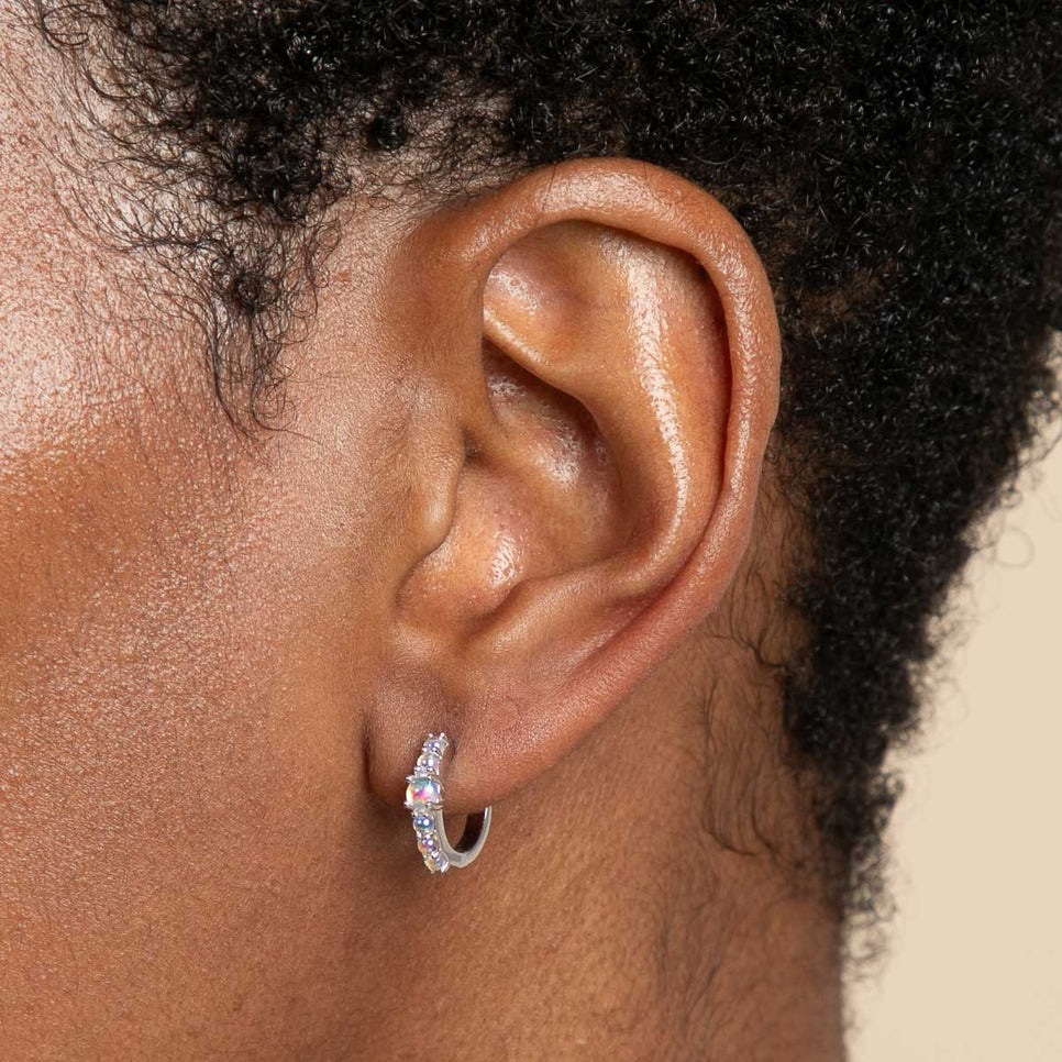 June Moonstone - Moonstone Huggies in Silver - Huggies - Astrid &amp; Miyu