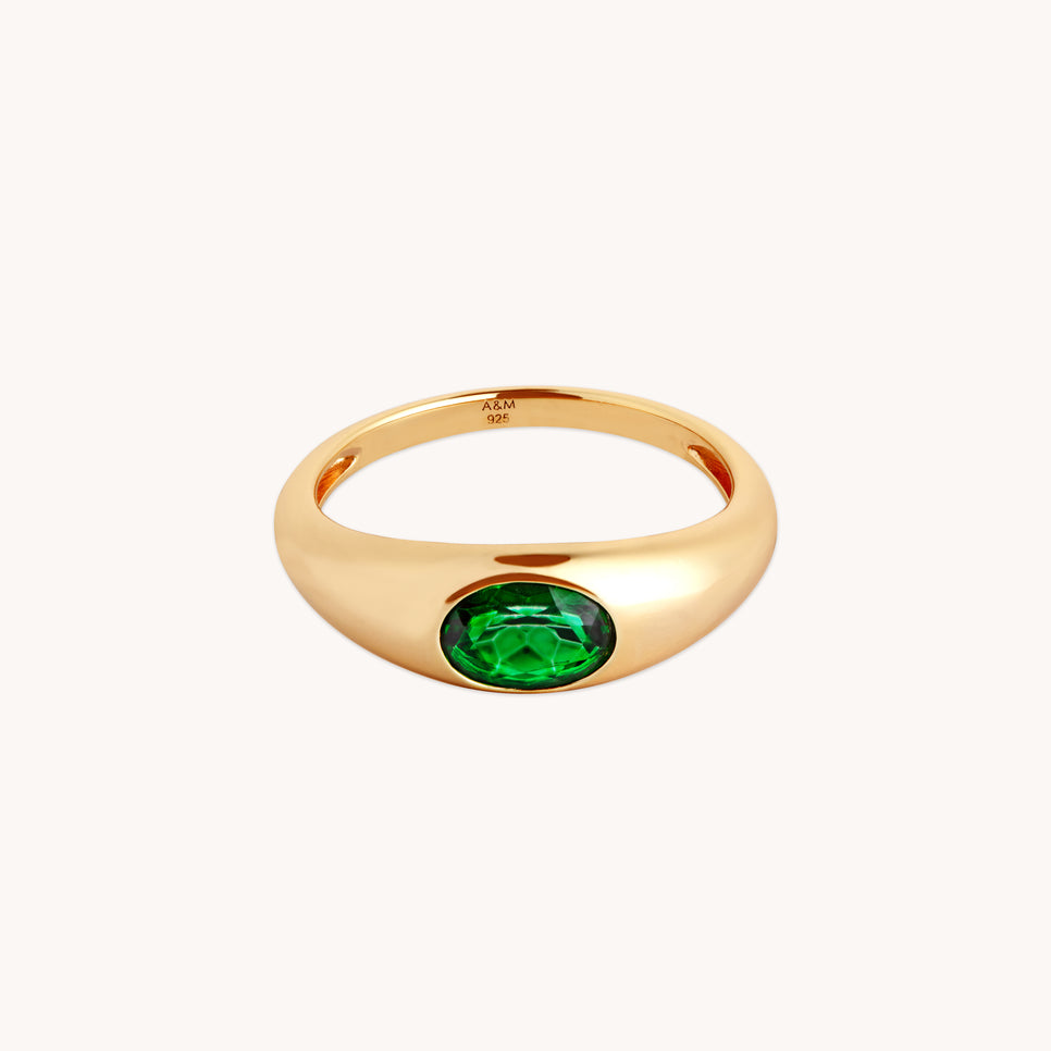 Green Topaz Dome Ring in Gold - Rings - Astrid &amp; Miyu