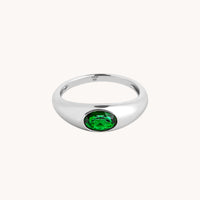 Green Topaz Dome Ring in Silver - Rings - Astrid &amp; Miyu